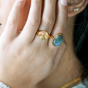 Ring Sunburst GORGEOUS WATERPROOF Ring Signet Ring Gold Ring Gift for her